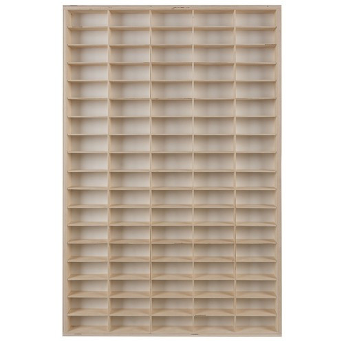 90 rekeszes fapolc kisautóknak, 78,5 x 50 x 4,5 cm,  KRUZZEL