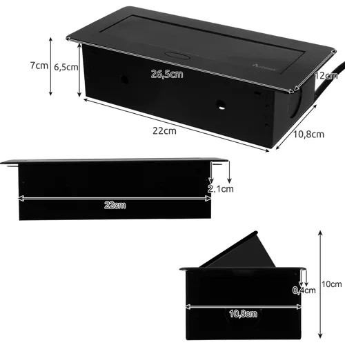 2x konnektor + 2x USB aljzatos elosztó, asztalba rejthető
