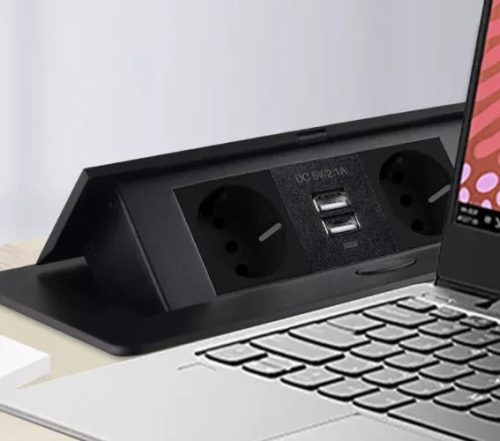 2x konnektor + 2x USB aljzatos elosztó, asztalba rejthető