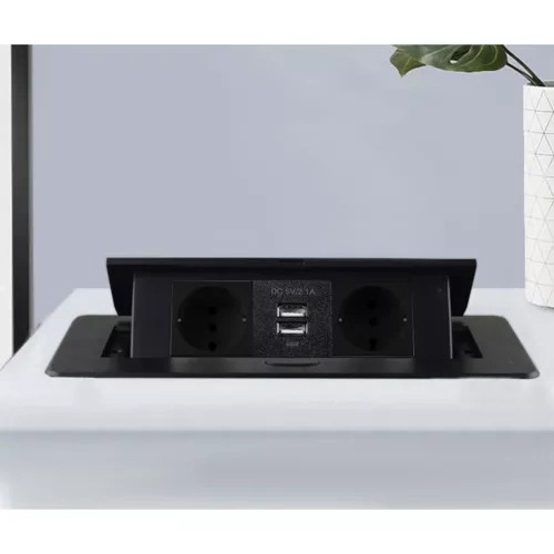 2x konnektor + 2x USB aljzatos elosztó, asztalba rejthető