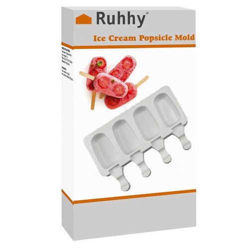 4 db-os szilikon jégkrém készítő forma + 50 db fa pálcika