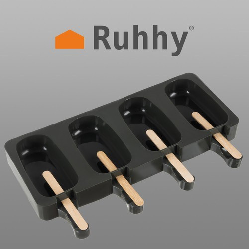 4 db-os szilikon jégkrém készítő forma + 50 db fa pálcika