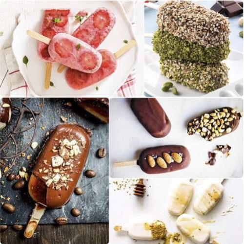 4 db-os szilikon jégkrém készítő forma + 50 db fa pálcika