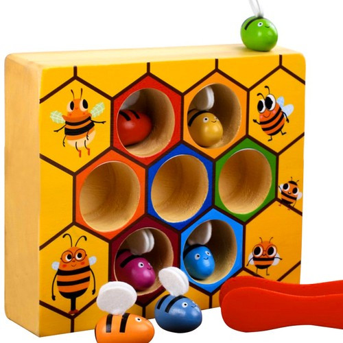 Fából készült méhecske elkapó játék
