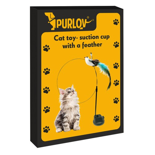 Macskajáték madárkával, tapadókoronggal rögzíthető, 95 cm