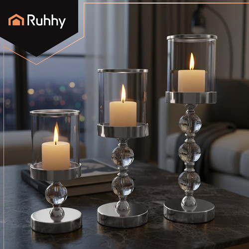 3 db-os prémium gyertyatartó-lámpa készlet, Ruhhy 22314