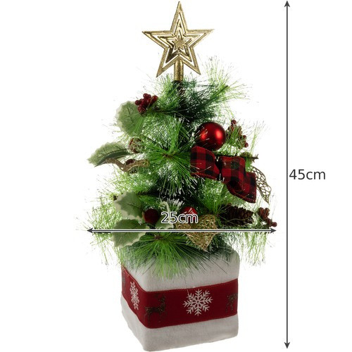 45 cm-es mini mű karácsonyfa, díszítéssel