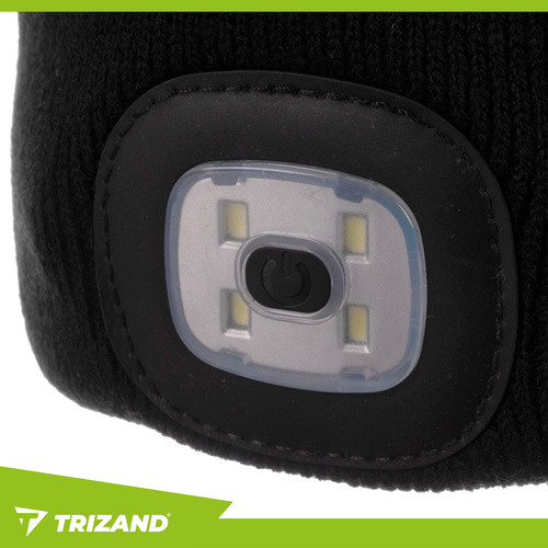 Téli kétrétegű sapka USB-s zseblámpával, fekete, Trizand 22663