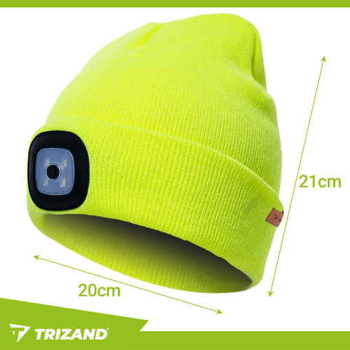 Téli kétrétegű sapka USB-s zseblámpával, neonsárga, Trizand 22663