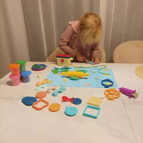 Játék konyhai készlet, kenyérpirító, tányér és pizza kiegészítők