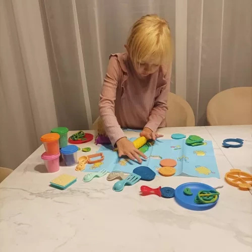 Játék konyhai készlet, kenyérpirító, tányér és pizza kiegészítők