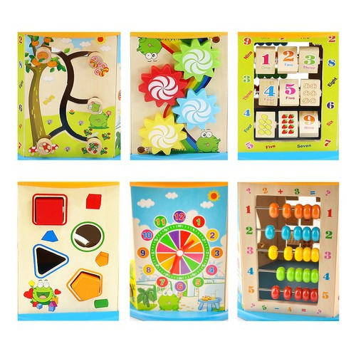 8 játék 1-ben - oktató fakocka kisgyerekeknek