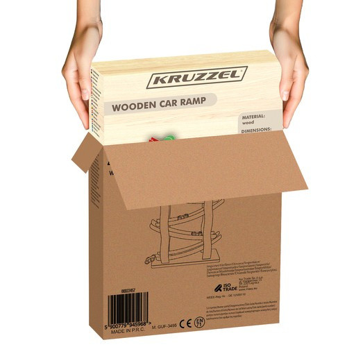 Fa csúszdapálya autókhoz - 4 db autóval