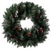 Hóval borított karácsonyi műkoszorú, 45 cm átmérő