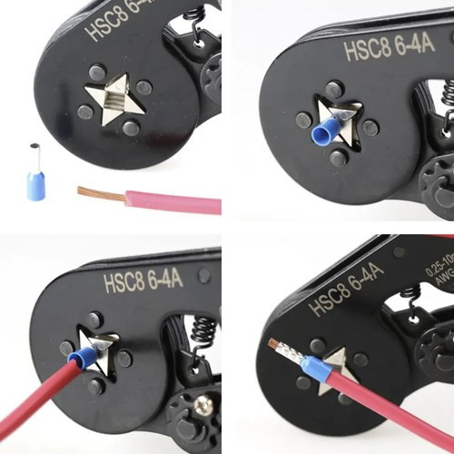 Krimpelő fogó, érvéghüvelyekhez, 0,25-10mm2