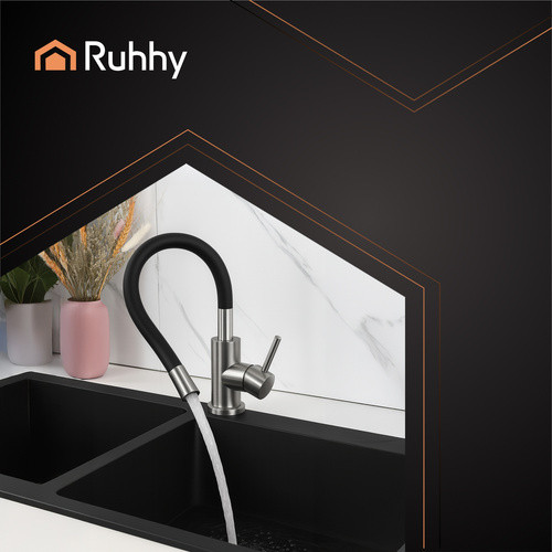 Konyhai profi csaptelep rugalmas szárral, 56 cm hosszú csővel, fekete