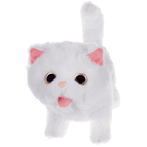 Interaktív játék fehér cica, elemes, 16 x10 x15 cm