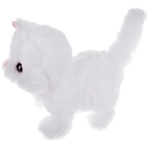 Interaktív játék fehér cica, elemes, 16 x10 x15 cm