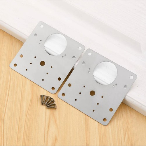 Rozsdamentes Acél Bútor Zsanér Javító Lapkák, 4 darabos készlet, 9 x 9 cm, 1 mm vastagság, 20 lyuk