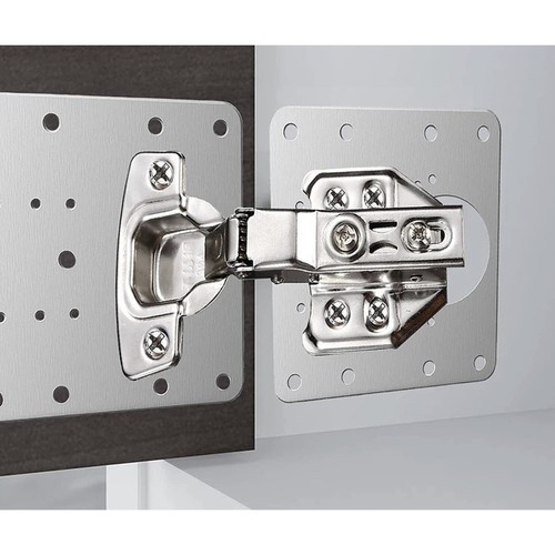 Rozsdamentes Acél Bútor Zsanér Javító Lapkák, 4 darabos készlet, 9 x 9 cm, 1 mm vastagság, 20 lyuk