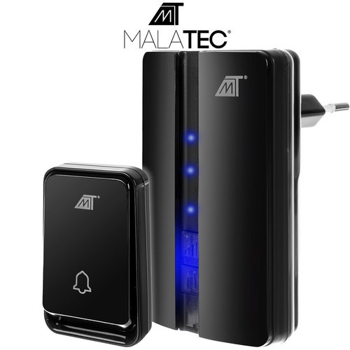 Malatec vezeték nélküli ajtócsengő, fekete, vízálló