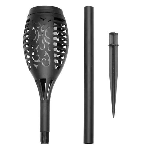 Szolár kerti fáklya 4 db-os szett – 7x51 cm, fekete, lánghatású meleg fénnyel