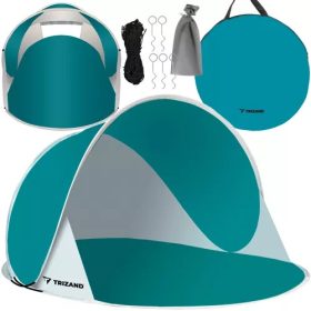 190x86x120cm-es popup strandsátor, kék-szürke, Trizand