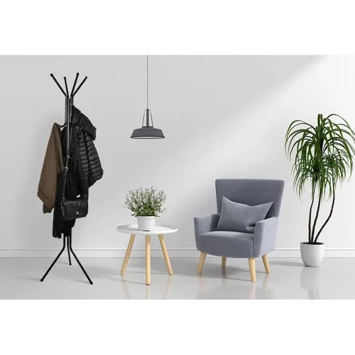 170cm magas fogas, 12 akasztóval, fekete