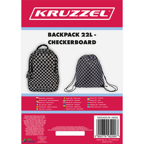  Hátizsák 22L - sakktábla Kruzzel 24530