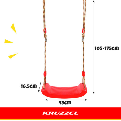 Gyermek Kerti Hinta - 105-175 cm Állítható Hosszúságú Kötelekkel, 50 kg Terhelhetőség, Időjárásálló