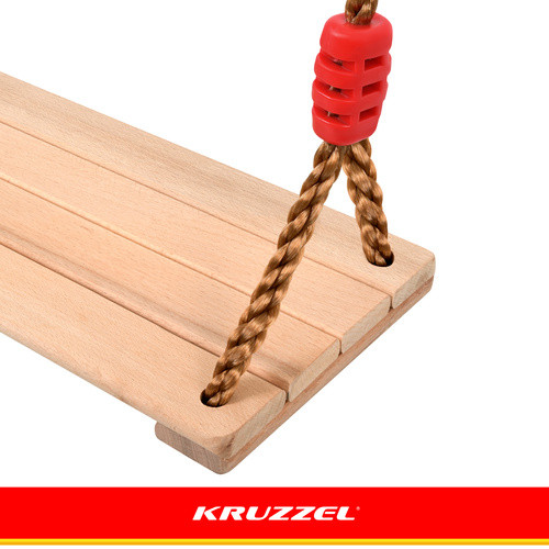 KRUZZEL Gyerek Fa Kerti Hinta Állítható Kötéllel, Természetes Fa Ülőke, Bézs