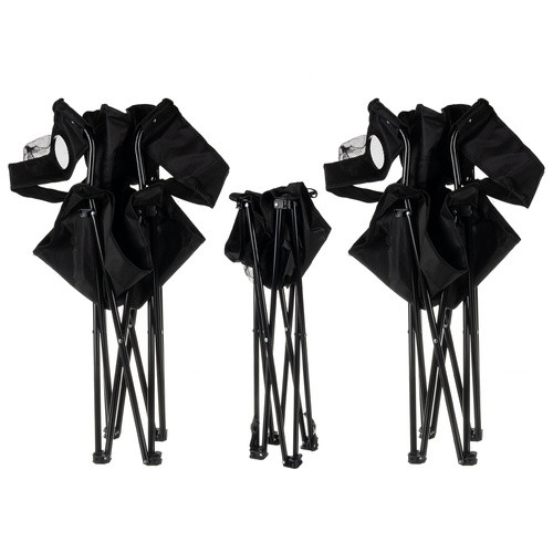 Kemping Szett: 2 Összecsukható Horgász Szék és Turisztikai Asztal, 100 kg Teherbírású, Fekete