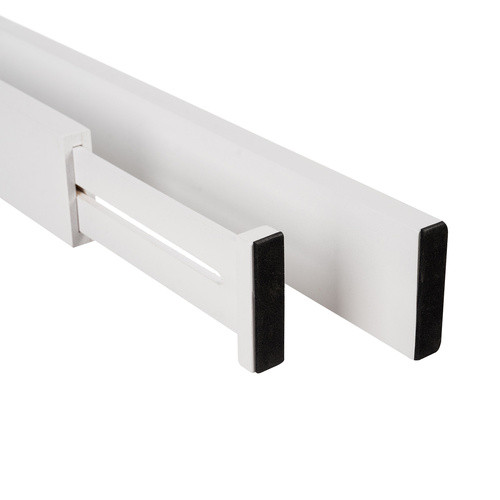 RUHHY Fehér Bambusz Teleszkópos Fiókrendező – 4 darabos készlet, 42 - 56 x 6 x 1,5 cm, Bambusz + EVA habszivacs, Fehér