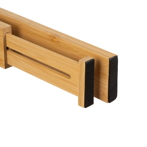 RUHHY Állítható Bambusz Fiókrendező, 4 db, Teleszkópos Fiók Elválasztó, Természetes Szín, 42-56 cm