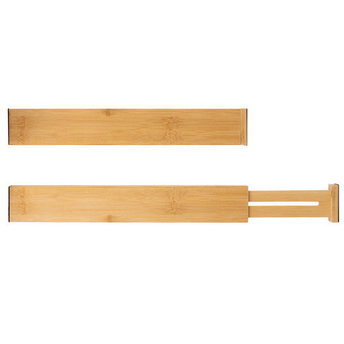 RUHHY Állítható Bambusz Fiókrendező, 4 db, Teleszkópos Fiók Elválasztó, Természetes Szín, 42-56 cm