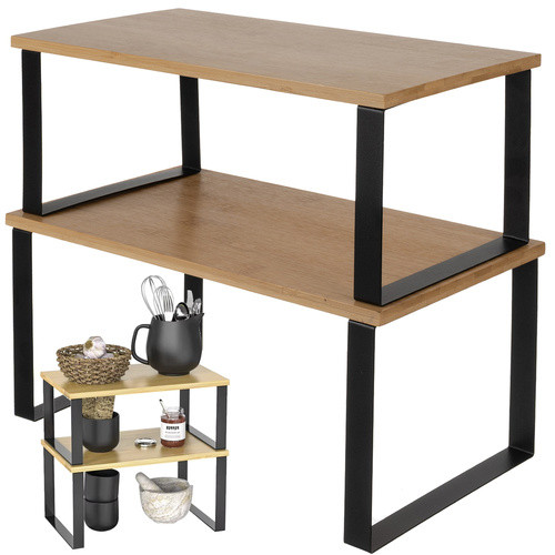 Ruhhy 25661 Bambusz Konyhai Polc Készlet - 2 Darab, Nedvességálló, Szagmentes, Helytakarékos