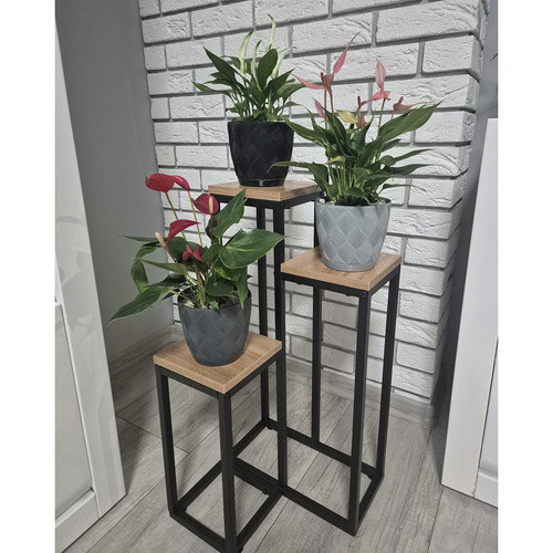 Álló Virágtartó 67cm Ruhhy 25626 - Modern Loft Stílusú 3 Szintes Virágtartó