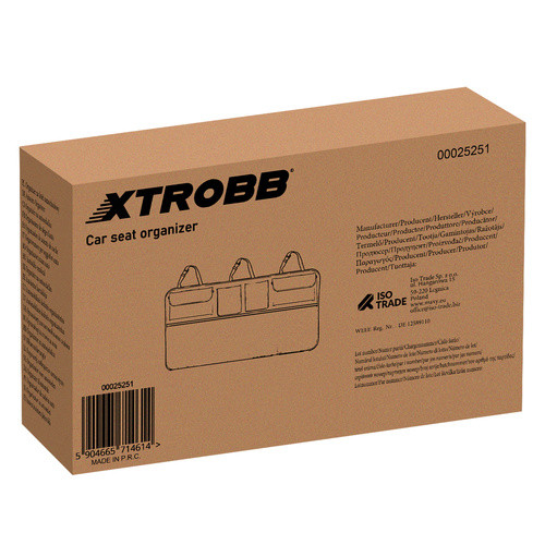 XTROBB 25251 Autós Ülésre Szerelhető Rendező - Oxford 600D, 86,5 x 48 cm, Fekete