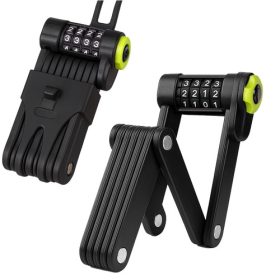   Összecsukható Kerékpárzár, Erős Acél Biztonsági Kódos Zár, 4 Számjegyű Kombinációs Zár