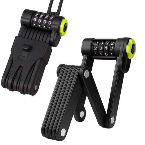Összecsukható Kerékpárzár, Erős Acél Biztonsági Kódos Zár, 4 Számjegyű Kombinációs Zár