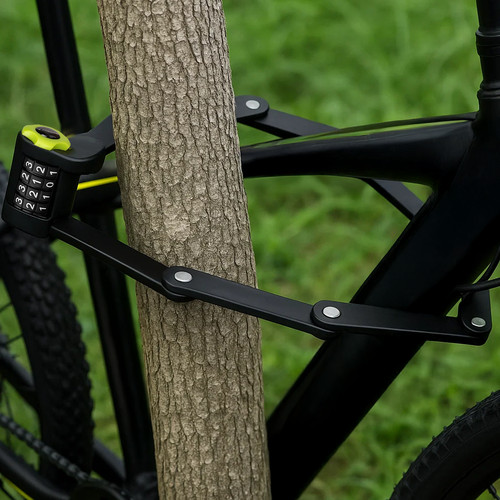 Összecsukható Kerékpárzár, Erős Acél Biztonsági Kódos Zár, 4 Számjegyű Kombinációs Zár