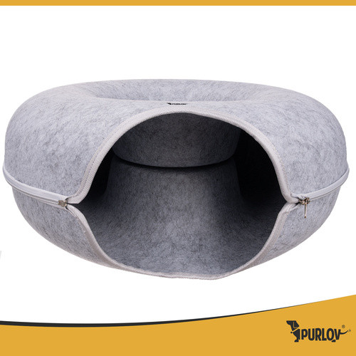 Macskaágy - Alagút PURLOV 25810: Ergonomikus és Könnyen Tisztítható Macskaágy, Természetes Filc, 51 x 20 cm