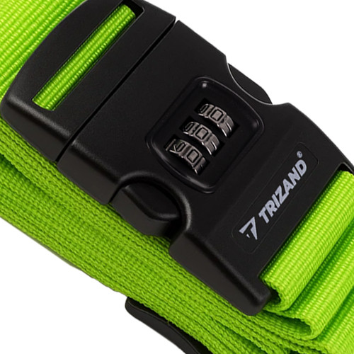 Trizand 25812 Kódzáras Csomagszíj Utazó Bőröndökhöz, 3,9 méter Hosszú, 5 cm Széles, Élénkzöld