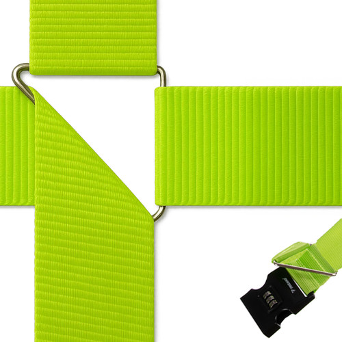 Trizand 25812 Kódzáras Csomagszíj Utazó Bőröndökhöz, 3,9 méter Hosszú, 5 cm Széles, Élénkzöld