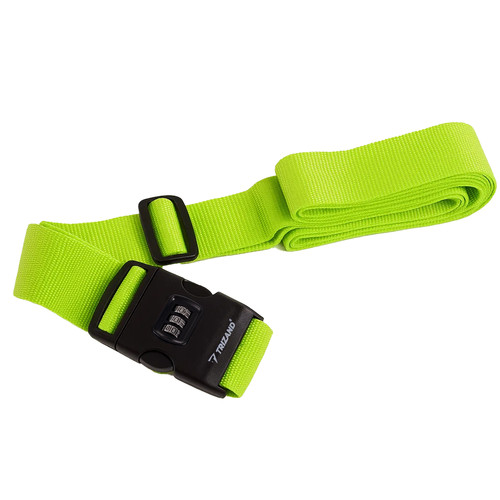 Trizand 25812 Kódzáras Csomagszíj Utazó Bőröndökhöz, 3,9 méter Hosszú, 5 cm Széles, Élénkzöld