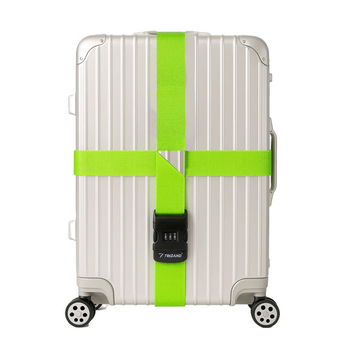 Trizand 25812 Kódzáras Csomagszíj Utazó Bőröndökhöz, 3,9 méter Hosszú, 5 cm Széles, Élénkzöld