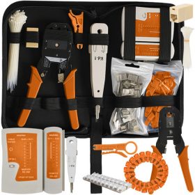   Bigstren 25834 RJ45/RJ11 Hálózati Kábel Teszter és Szerszámkészlet - 145 Részes