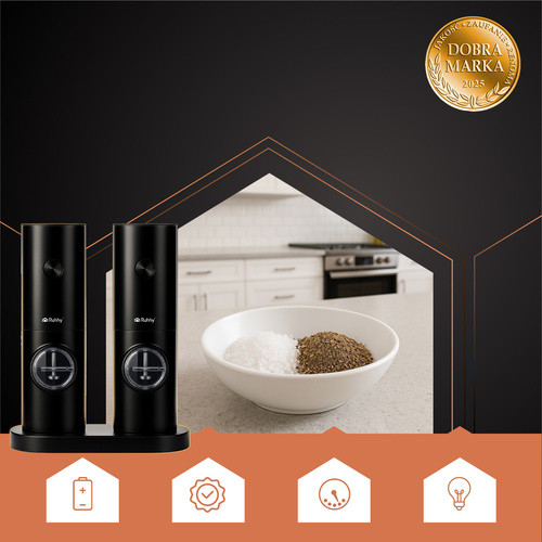 Elektromos Kerámia Bors- és Sóőrlő Szett – RUHHY 25558, 2 db, fekete