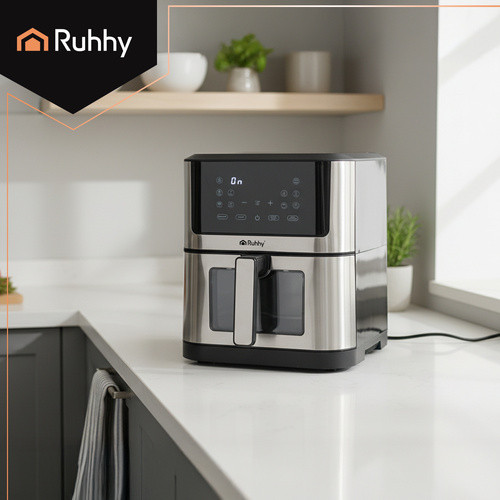 RUHHY 8L XXL Olajmentes Air Fryer, Tapadásmentes, LED Érintőpanellel