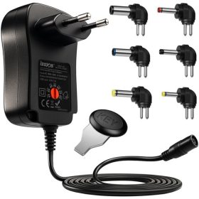   Univerzális tápegység Izoxis 30W, 3-12V USB, 6 cserélhető csatlakozóval